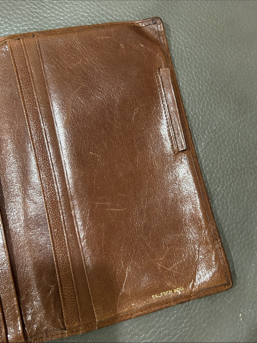 Calfskin India Brown Leather Passport or Travel Wallet - Picture 3 of 9